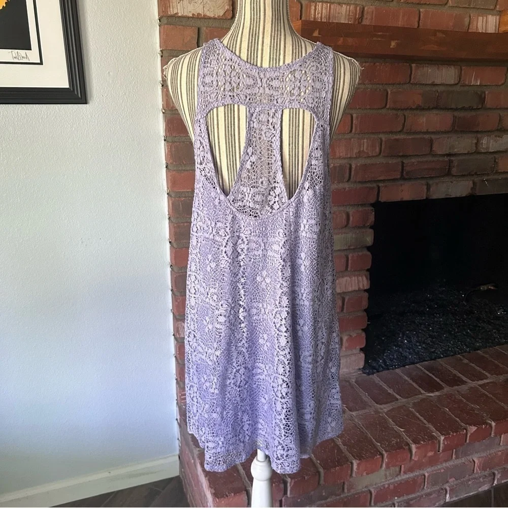 Free People Lilac Lace Sleeveless Mini Dress Sz M